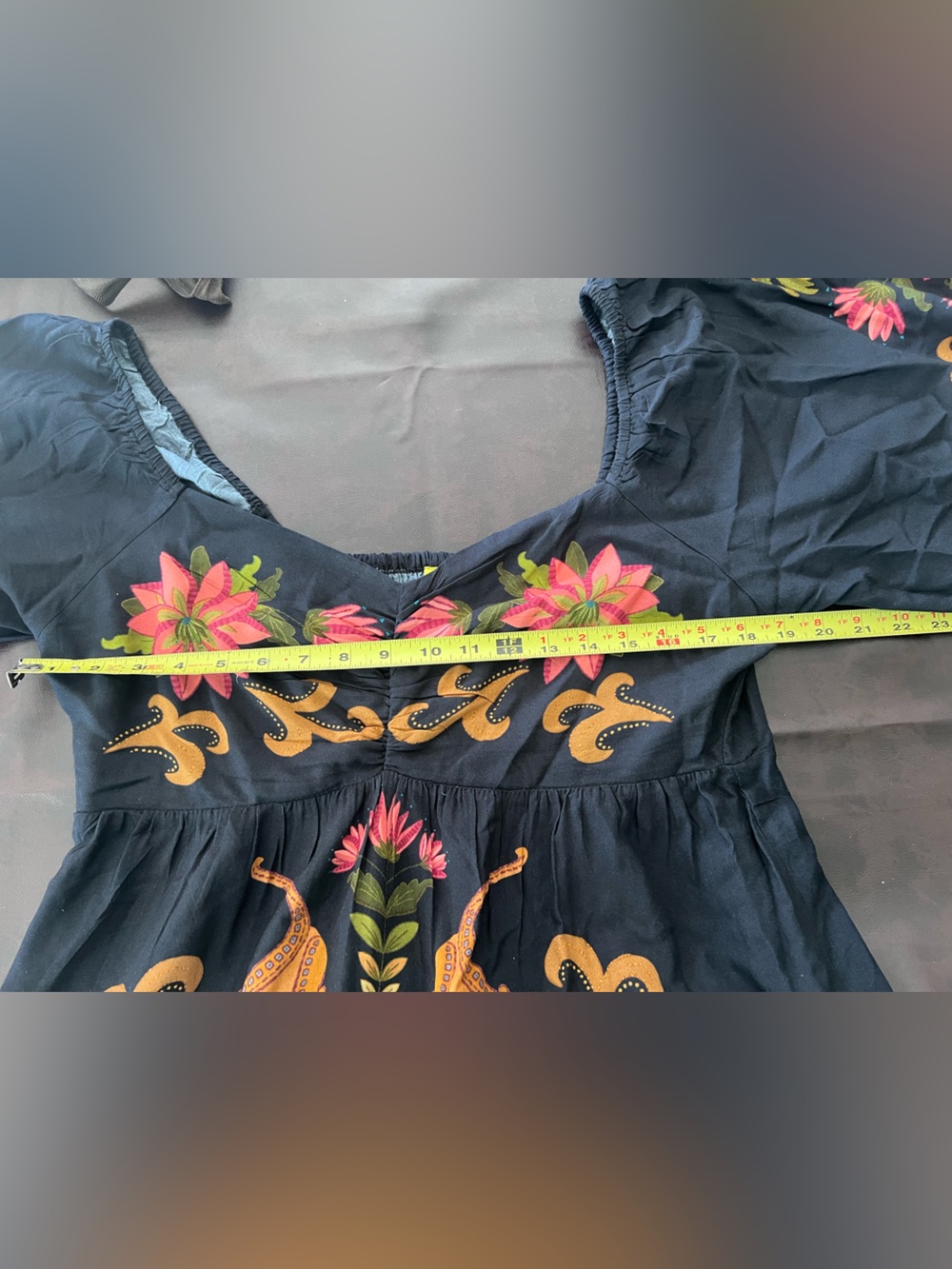 FARM Rio Black Mini Dress with Pink & Orange Tropical Embroidery - Picture 8 of 8